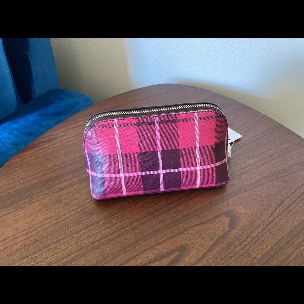 NWT KATE SPADE STACI PLAID SMALL COSMETIC CASE